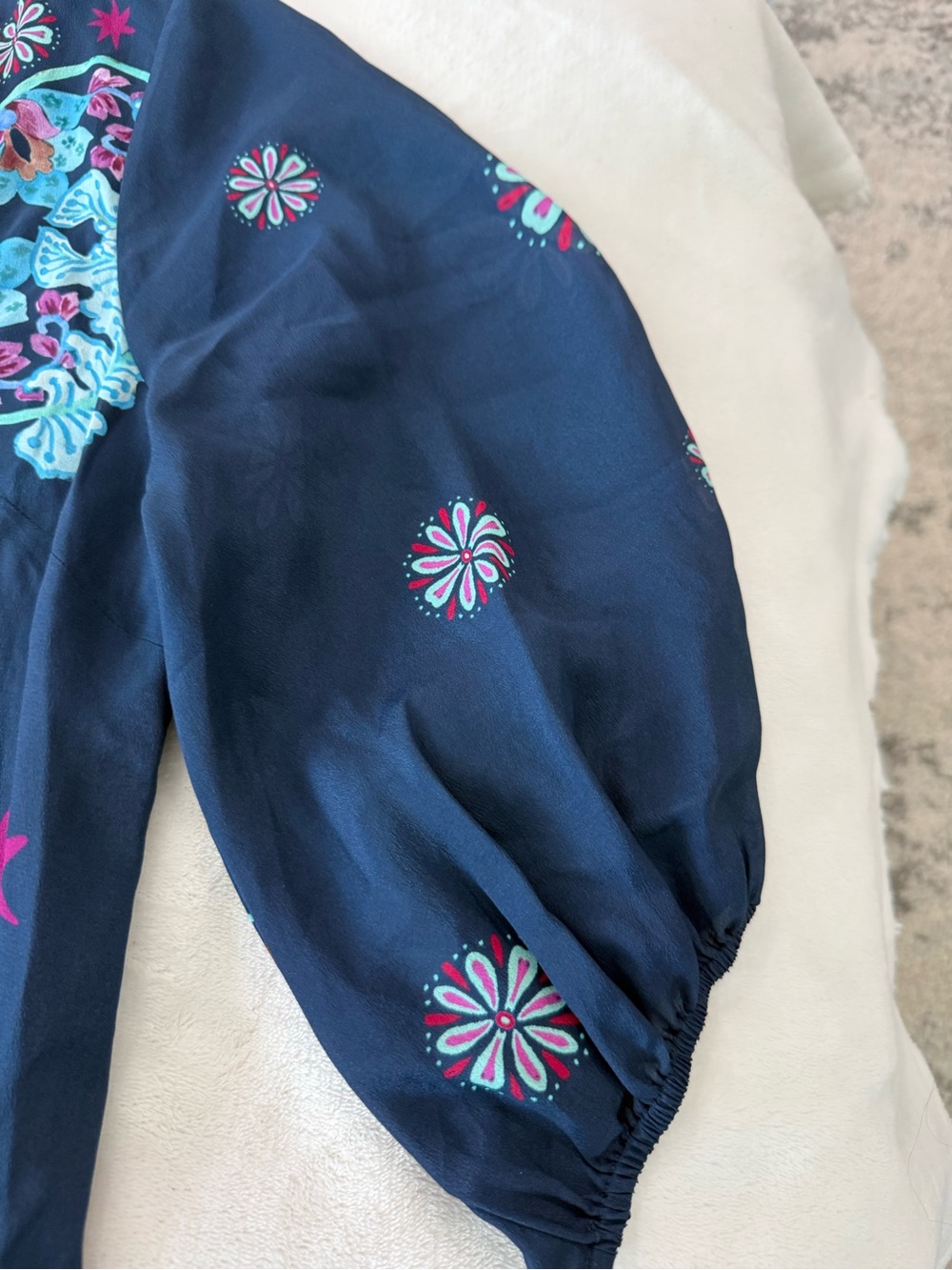 Johnny Was Jade Leilana Vesna Mini Dress blue silk floral blend S E04 - Picture 4 of 10
